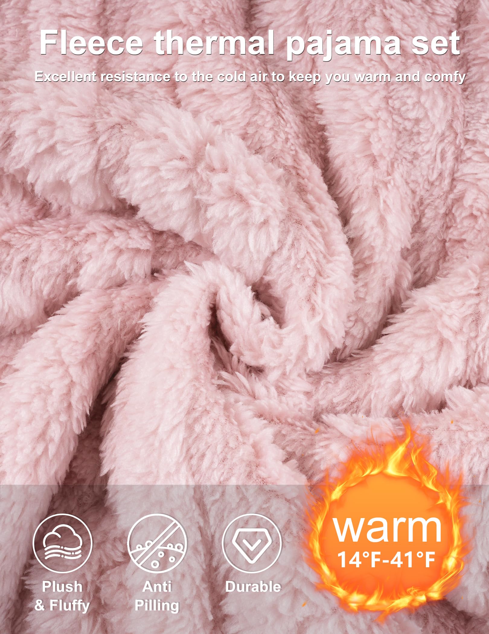 Pajamas Sets for Women Soft Comfy Fluffy Pajama Fleece Pullover Ribbed Pjs Warm Plush Lounge Sleepwear