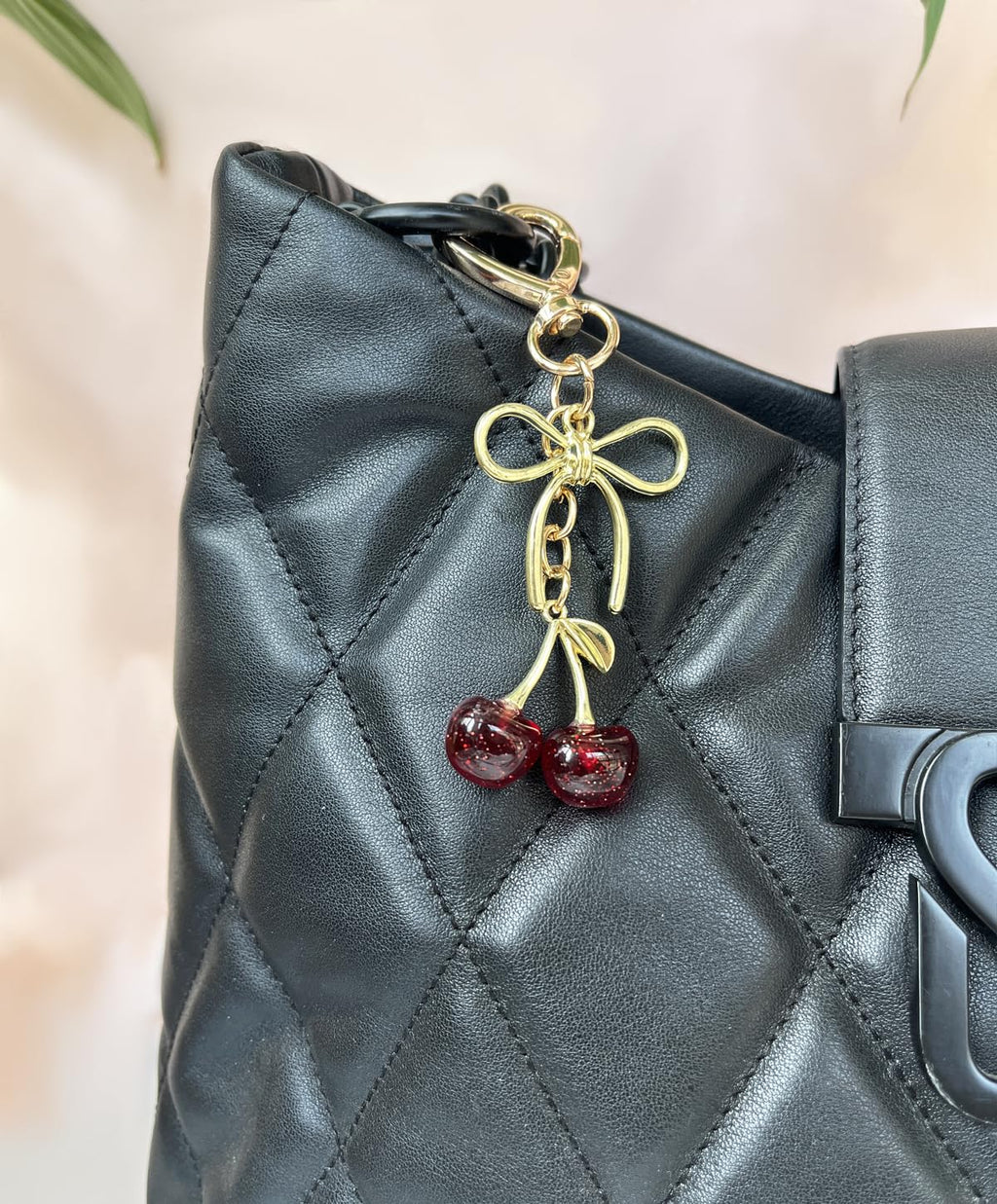 Rikhiua Cute Cherry Keychain Bag Charm Elegant Bow Keychain for Women Friends Family Birthday Christmas Inspirational Gift