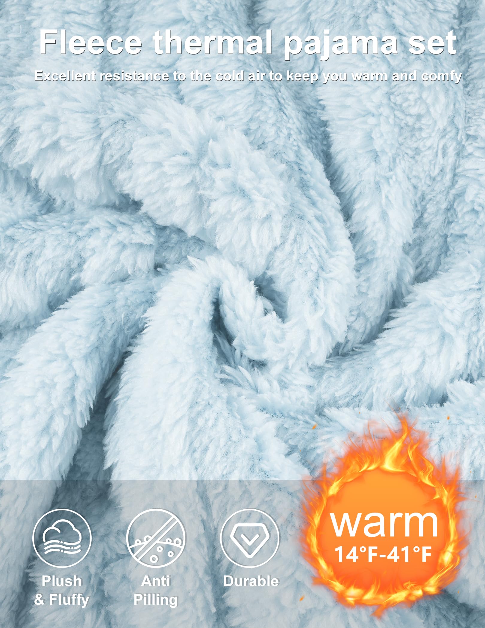 Pajamas Sets for Women Soft Comfy Fluffy Pajama Fleece Pullover Ribbed Pjs Warm Plush Lounge Sleepwear