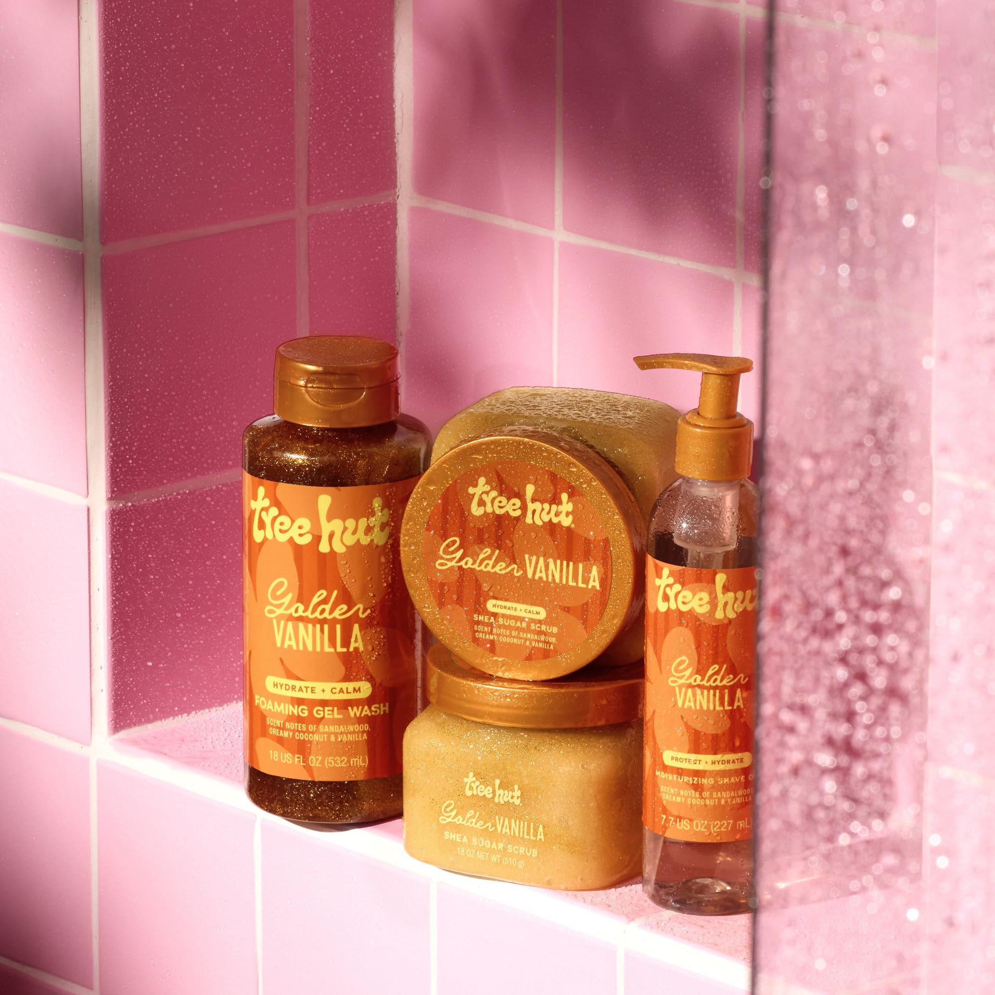 Tree Hut Pink Hibiscus Shea Sugar Scrub, Exfoliating, Hydrating & Moisturizing Body Scrub with Shea Butter & Nourishing Essential Oils, Smooth & Soften Skin, 18 oz