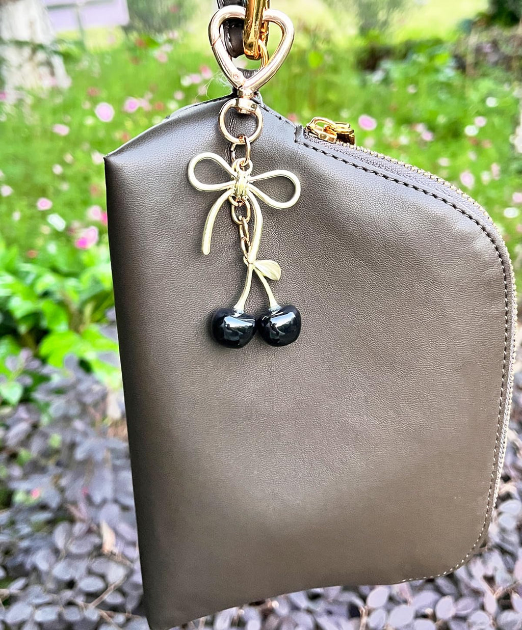 Rikhiua Cute Cherry Keychain Bag Charm Elegant Bow Keychain for Women Friends Family Birthday Christmas Inspirational Gift