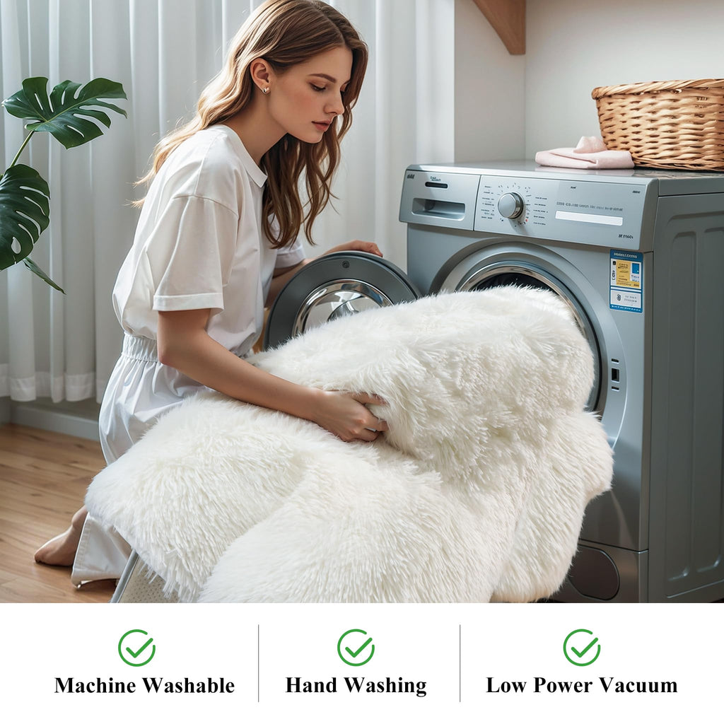 Pink Fluffy 4x6 Area Rugs for Bedoom Girls, Soft Washable Fuzzy Furry Shag Rug for Kids Room, Nursery, Dorm Decor, Cute Plush Carpet for Baby Toddler