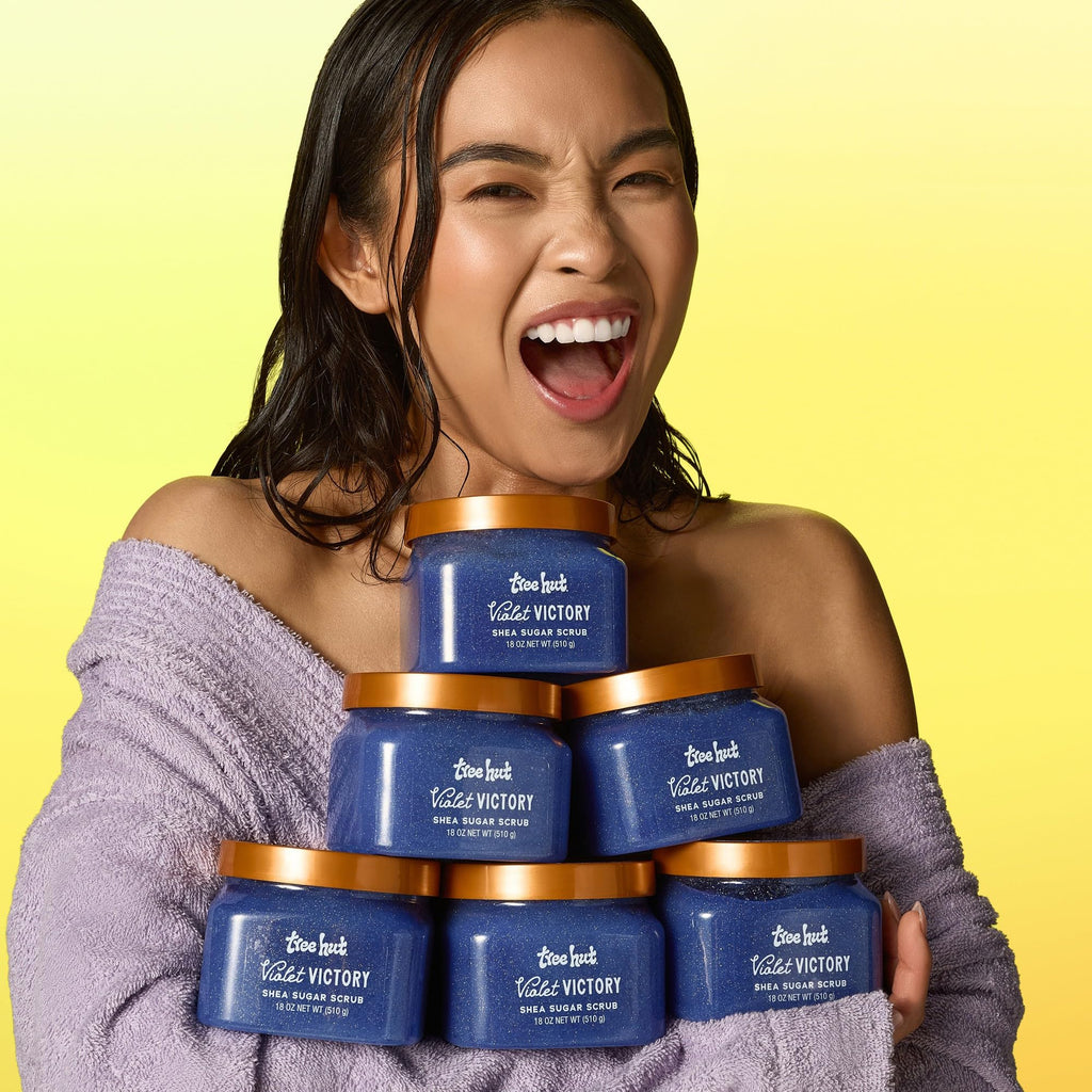 Tree Hut Pink Hibiscus Shea Sugar Scrub, Exfoliating, Hydrating & Moisturizing Body Scrub with Shea Butter & Nourishing Essential Oils, Smooth & Soften Skin, 18 oz