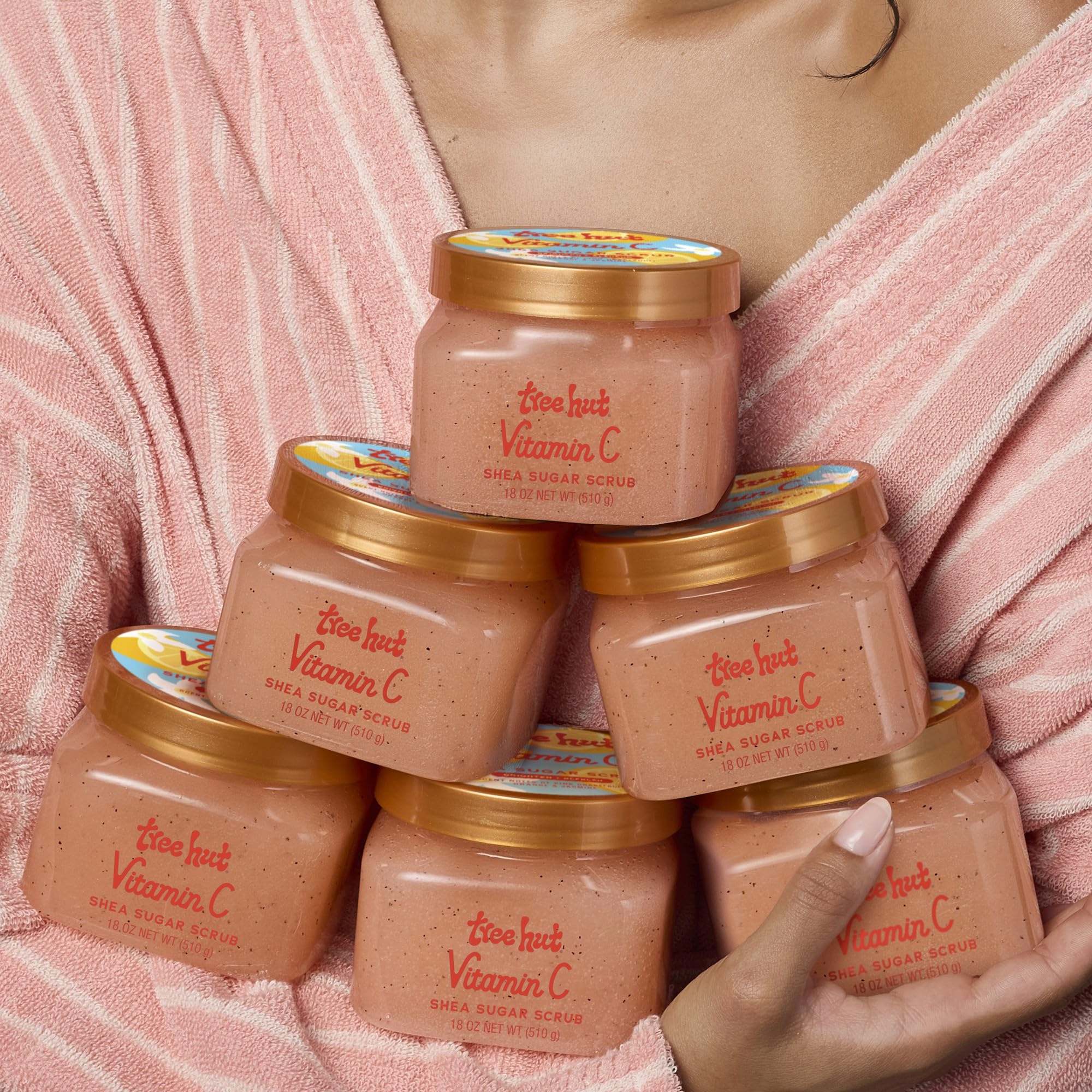 Tree Hut Pink Hibiscus Shea Sugar Scrub, Exfoliating, Hydrating & Moisturizing Body Scrub with Shea Butter & Nourishing Essential Oils, Smooth & Soften Skin, 18 oz