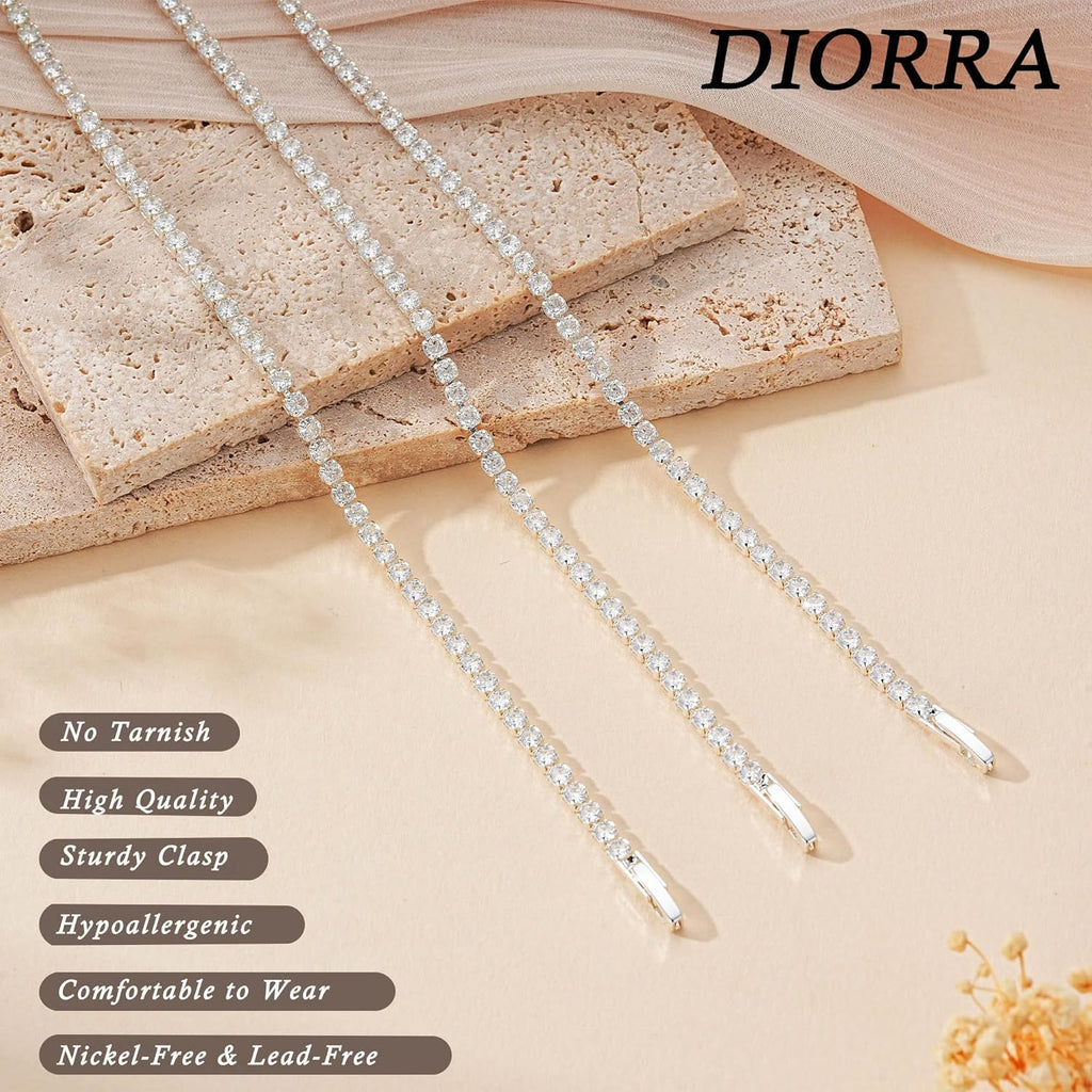 3mm/4mm Cubic Zirconia Classic Tennis Bracelet 14K Gold Plated/Silver Bracelets for Women Size 6.5-7.5 Inch